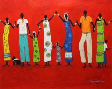 Africaine œuvres - dansant en texture rouge Afriqueine